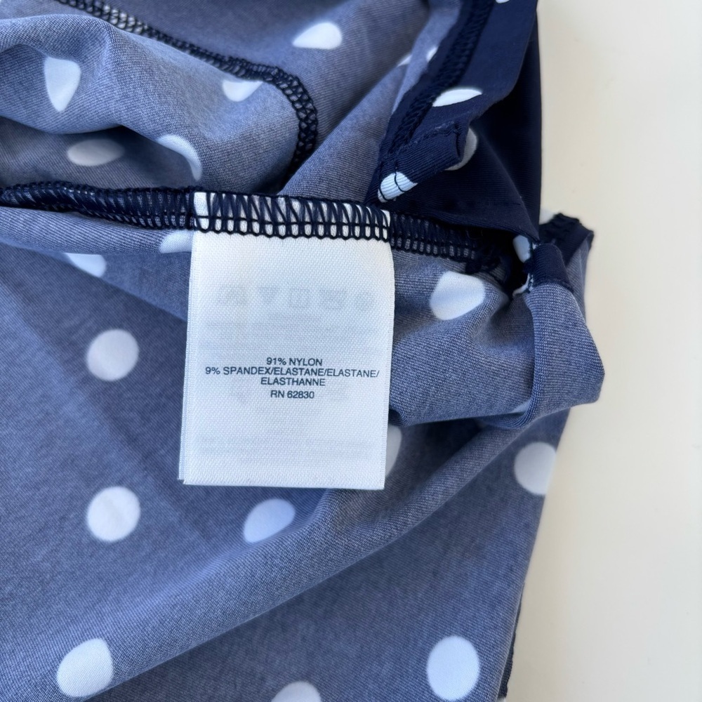 Lands' End Women's Navy Blue White Polka Dot Long Sleeve Tunic Rash Guard SMALL - Picture 5 of 7